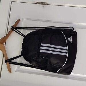 Adidas black/white nylon string backpack!